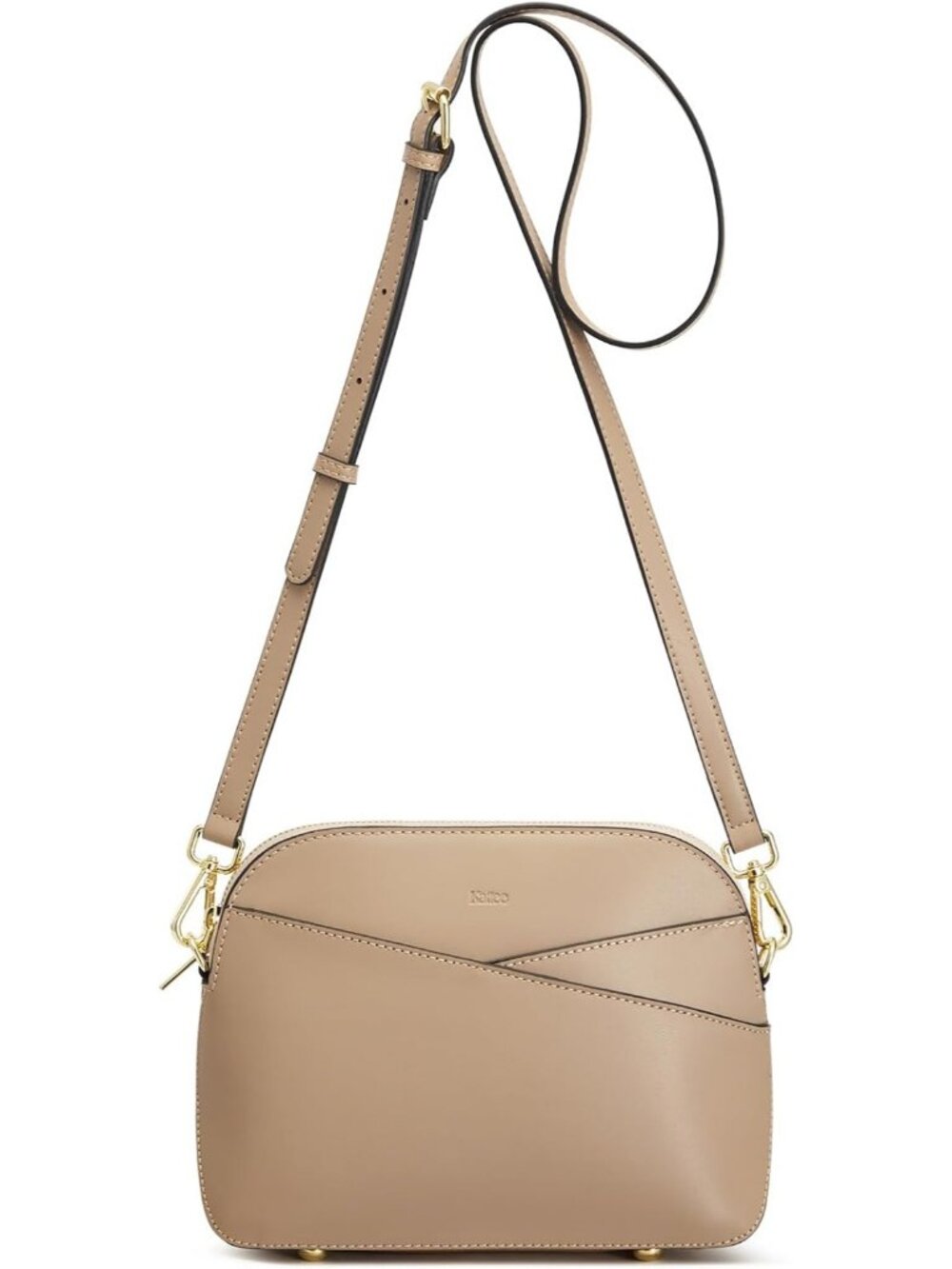Women's Apricot Genuine Leather Crossbody Bag Trendy Purse Handbag With 8 Pocket